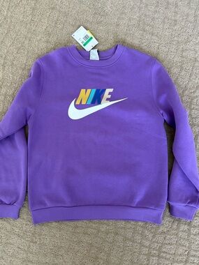 NWT Nike Purple Crewneck Sweatshirt with White Logo Tag